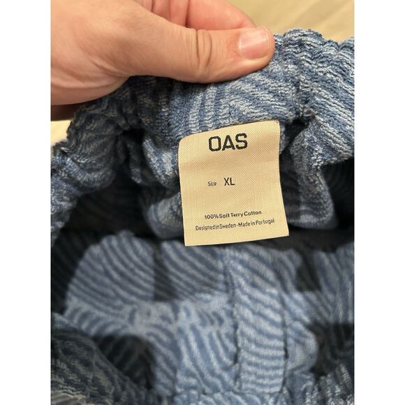 OAS Mens XL Blue Terry Cloth Shorts Floral Hawaiian - Picture 3 of 7